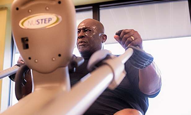 O'Neal Hampton exercise with NuStep