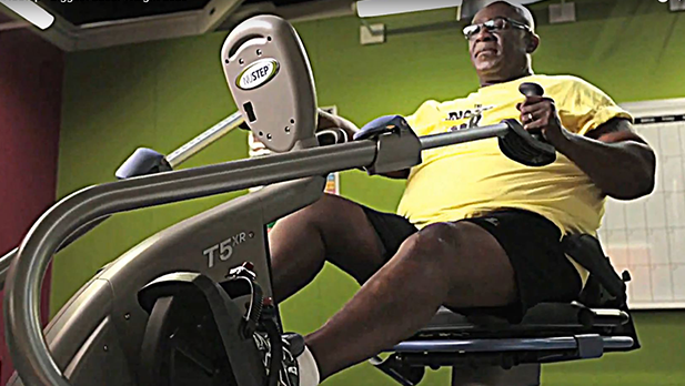 O'Neal Hampton exercise on NuStep T4r recumbent cross trainer