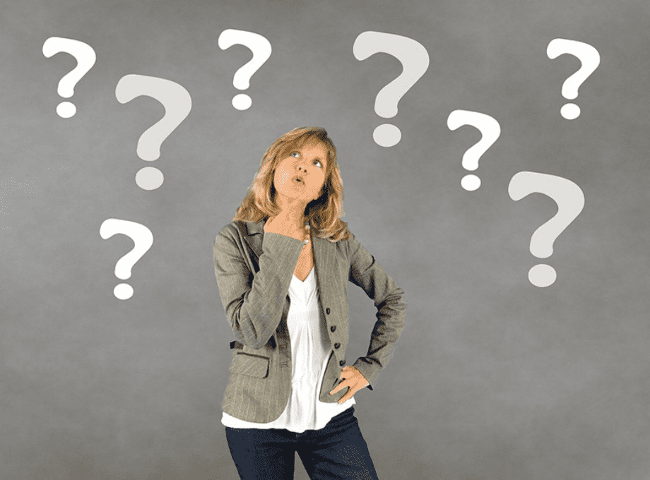 Young female thinking pondering thinking of questions