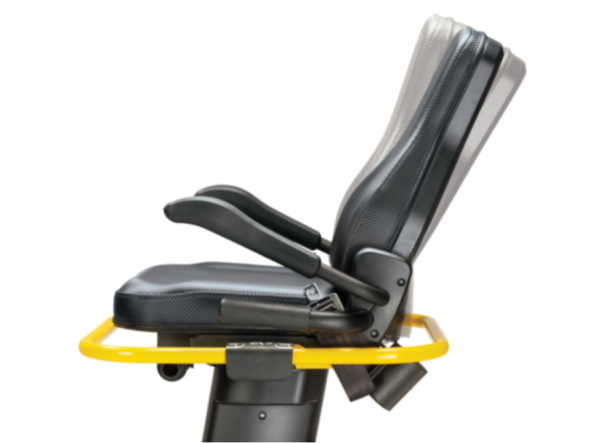 reclining and swiveling seat for easy accessibility cross trainer